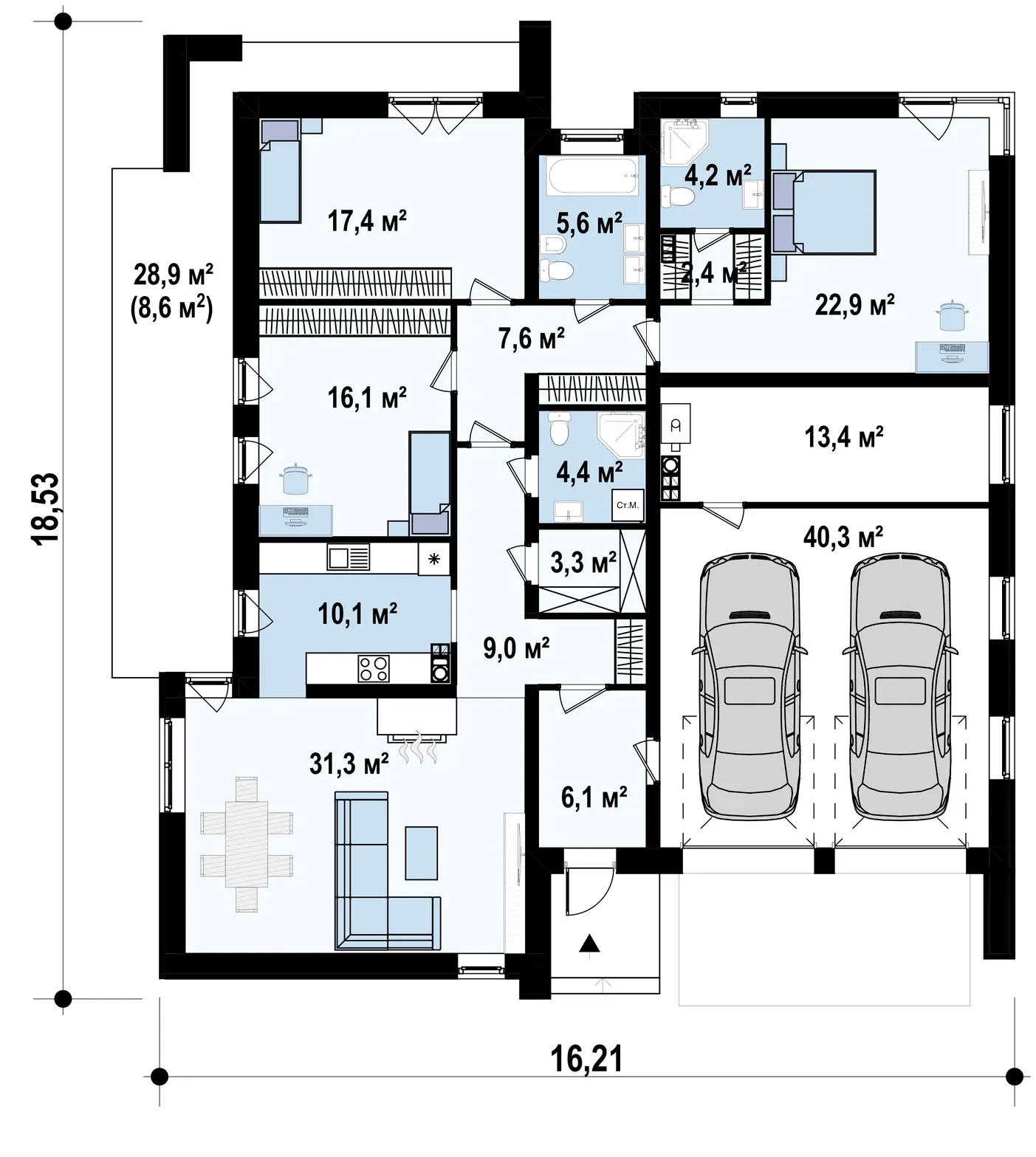 1-ий поверх 194,1 / 202,7m²