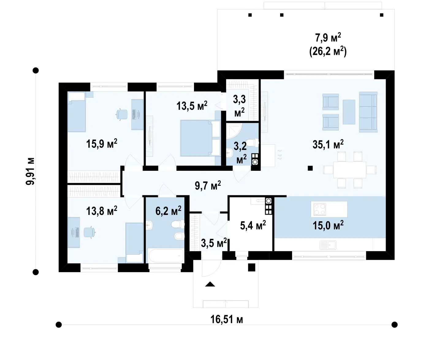 1-ий поверх 124,6  / 132,5m²