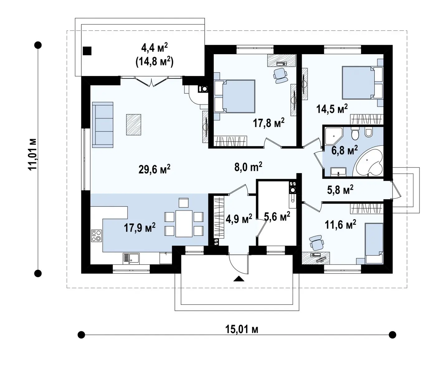 1-ий поверх 122,8  / 127,2m²