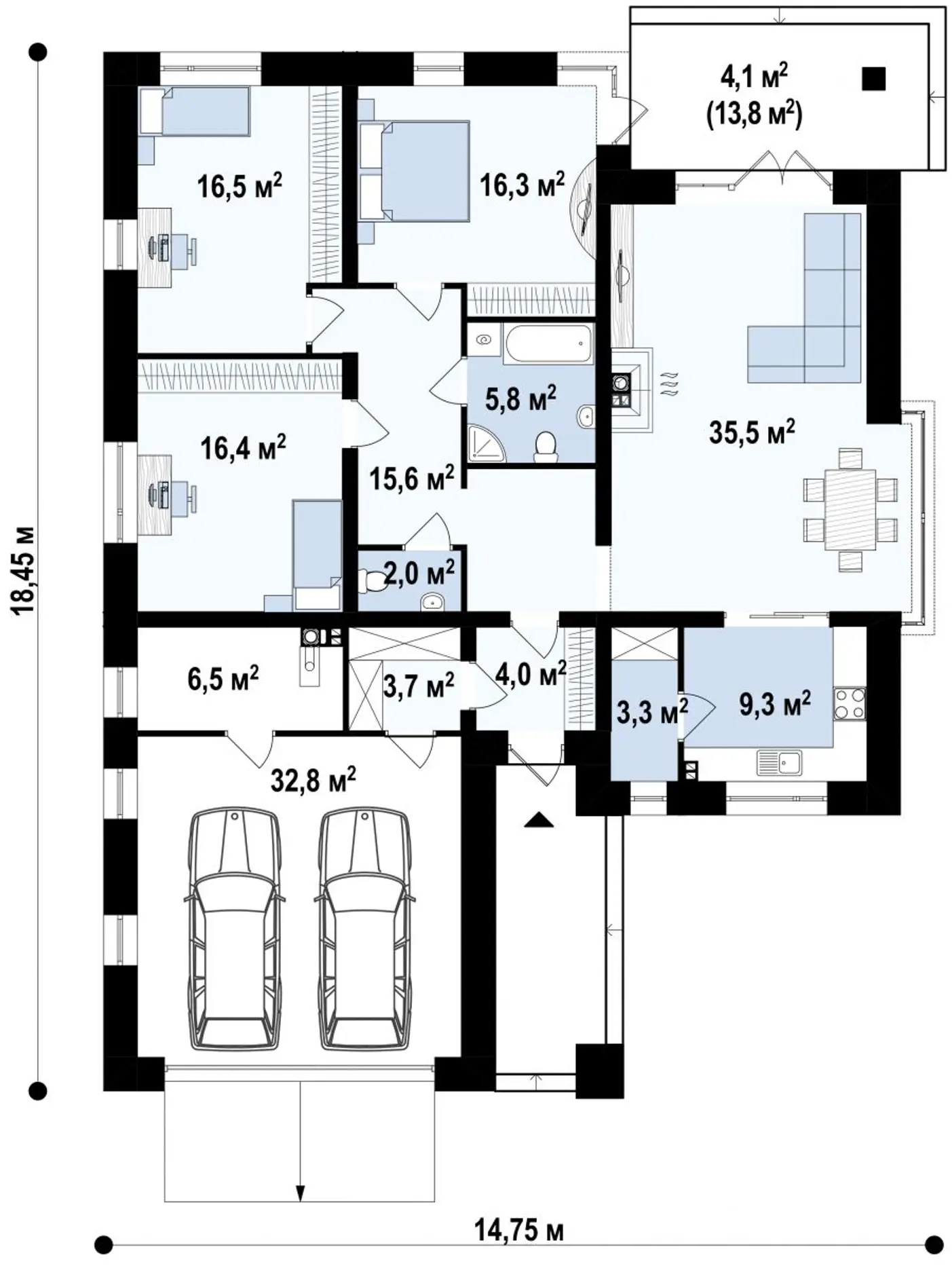 1-ий поверх 167,7 / 171,8m²