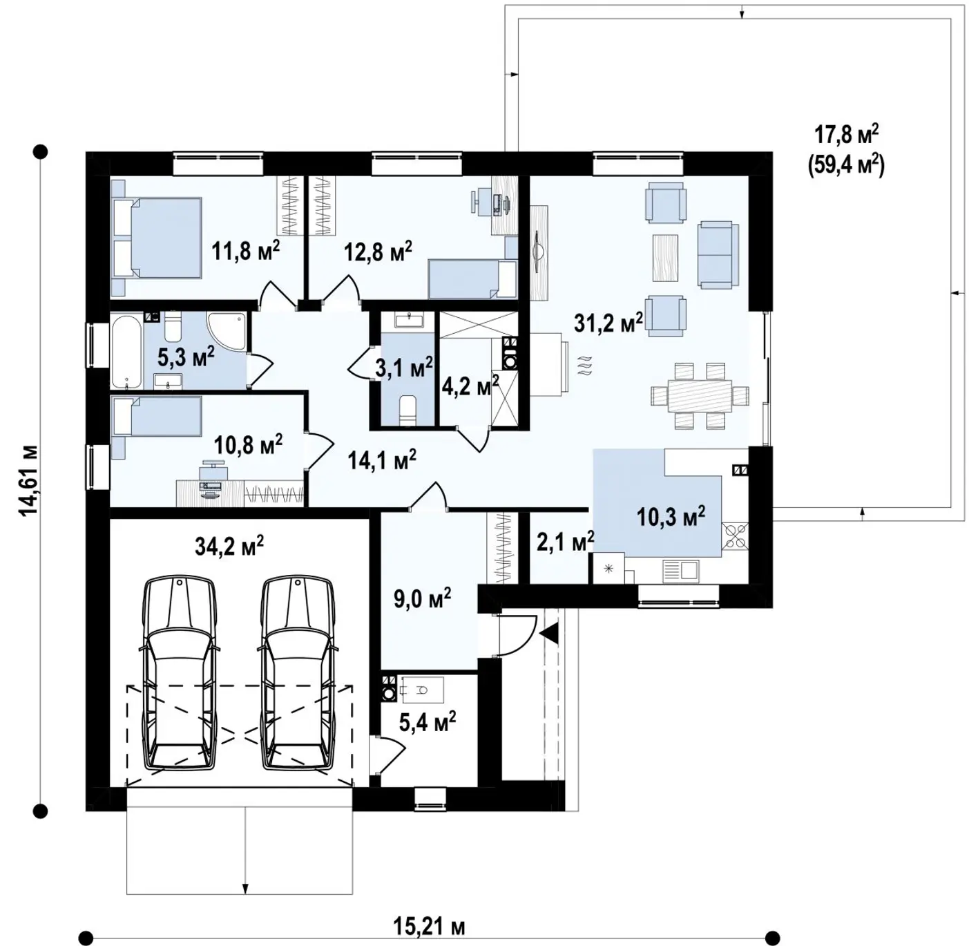 1-ий поверх 154,3 / 172,1m²