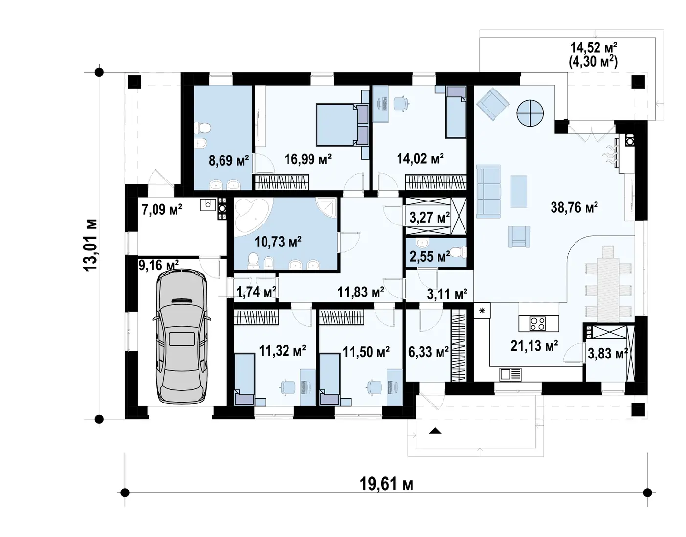 1-ий поверх 190,3 / 194,6m²