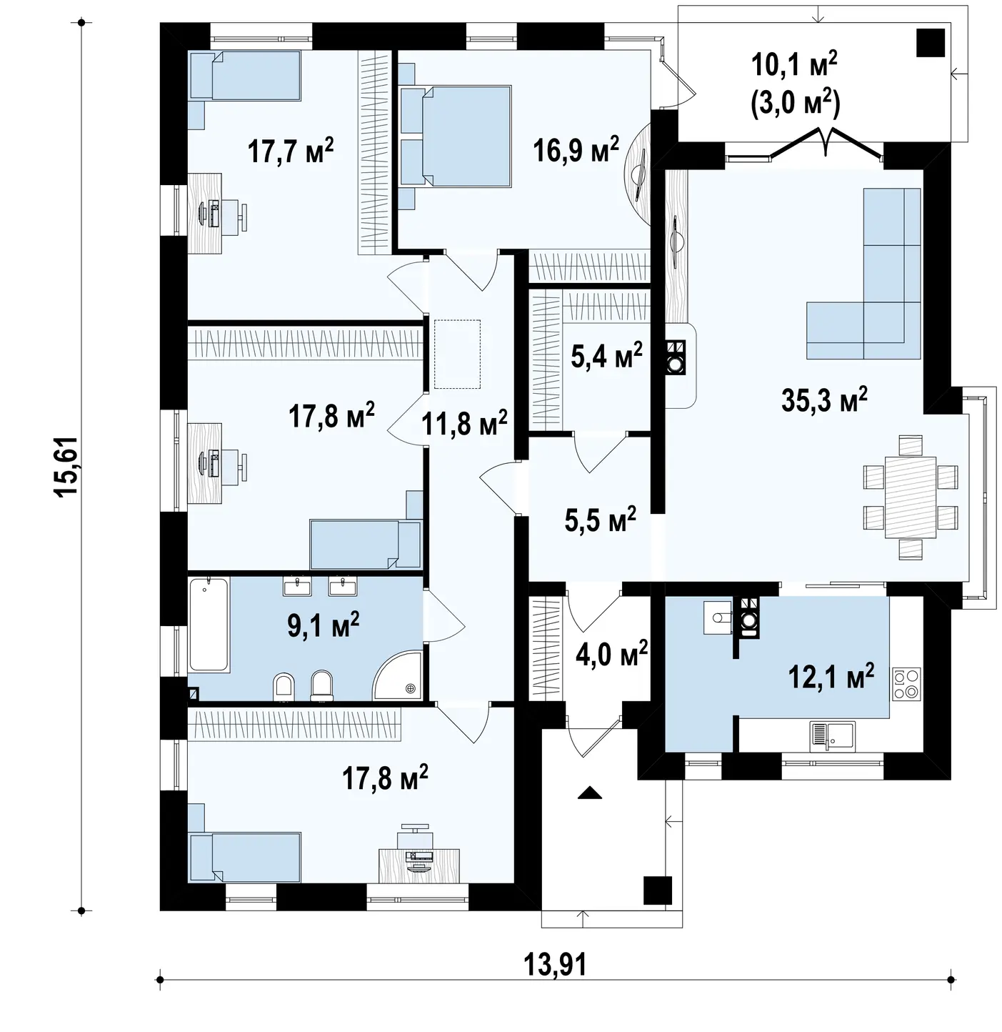 1-ий поверх 153,4 / 156,4m²