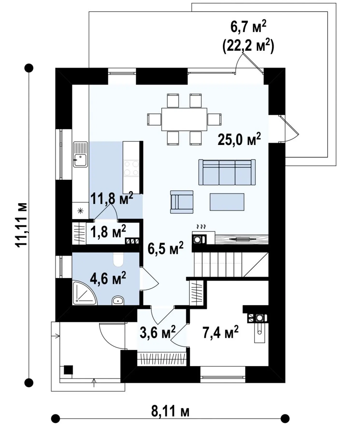 1-ий поверх 67,3 / 67,3m²