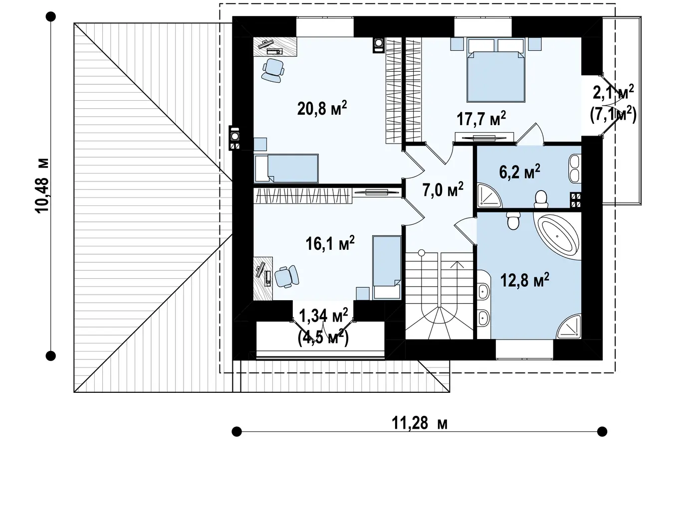 2-ий поверх 80,6  / 84,0m²