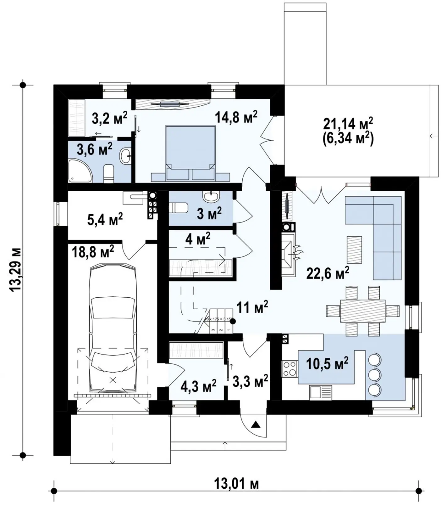 1-ий поверх 100,5 / 110,1m²