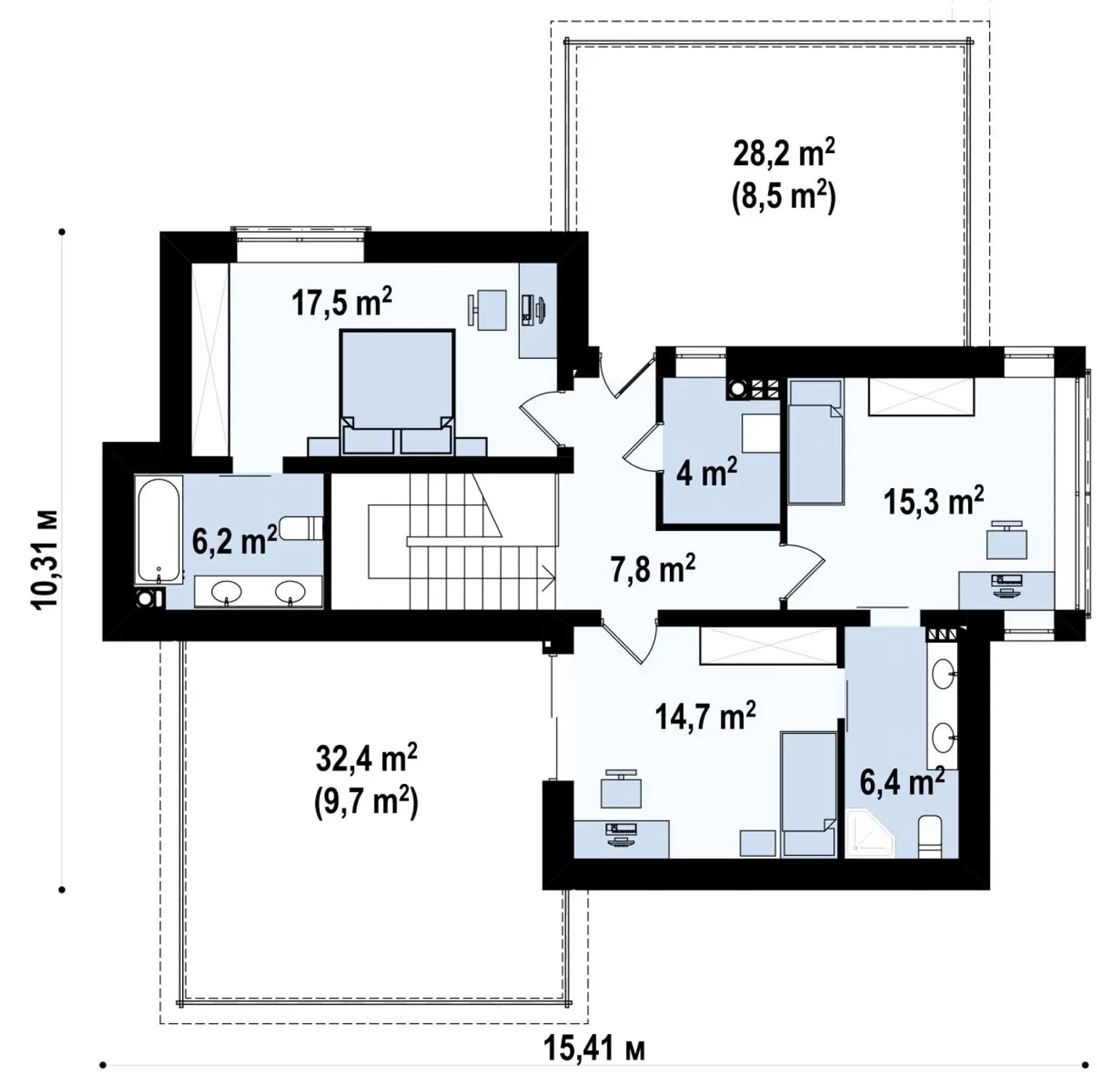 2-ий поверх 71,9 / 90,1m²