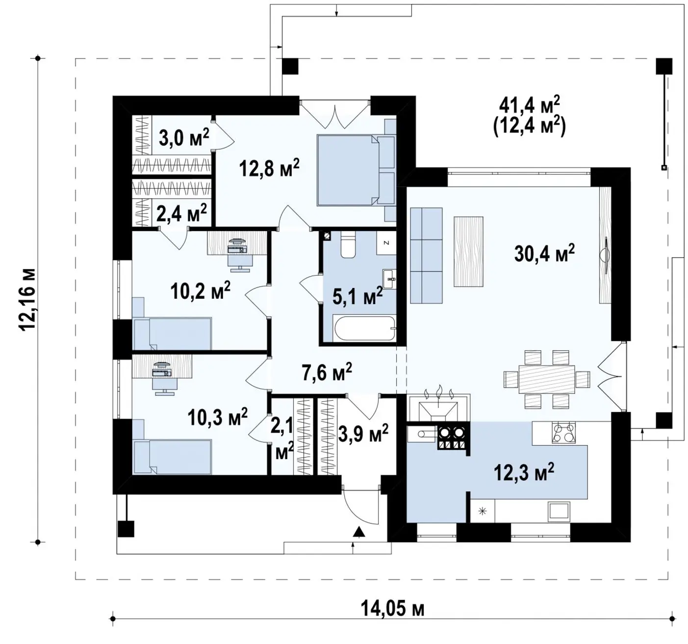 1-ий поверх 100,1 / 112,5m²