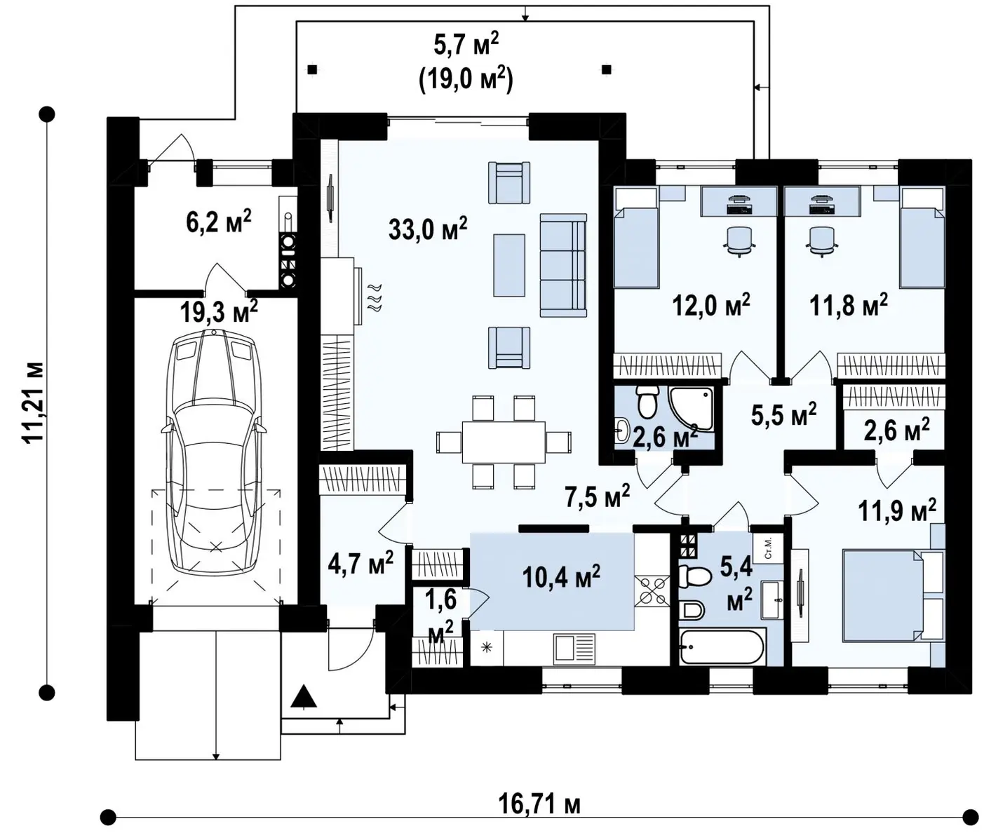 1-ий поверх 134,5 / 140,2m²