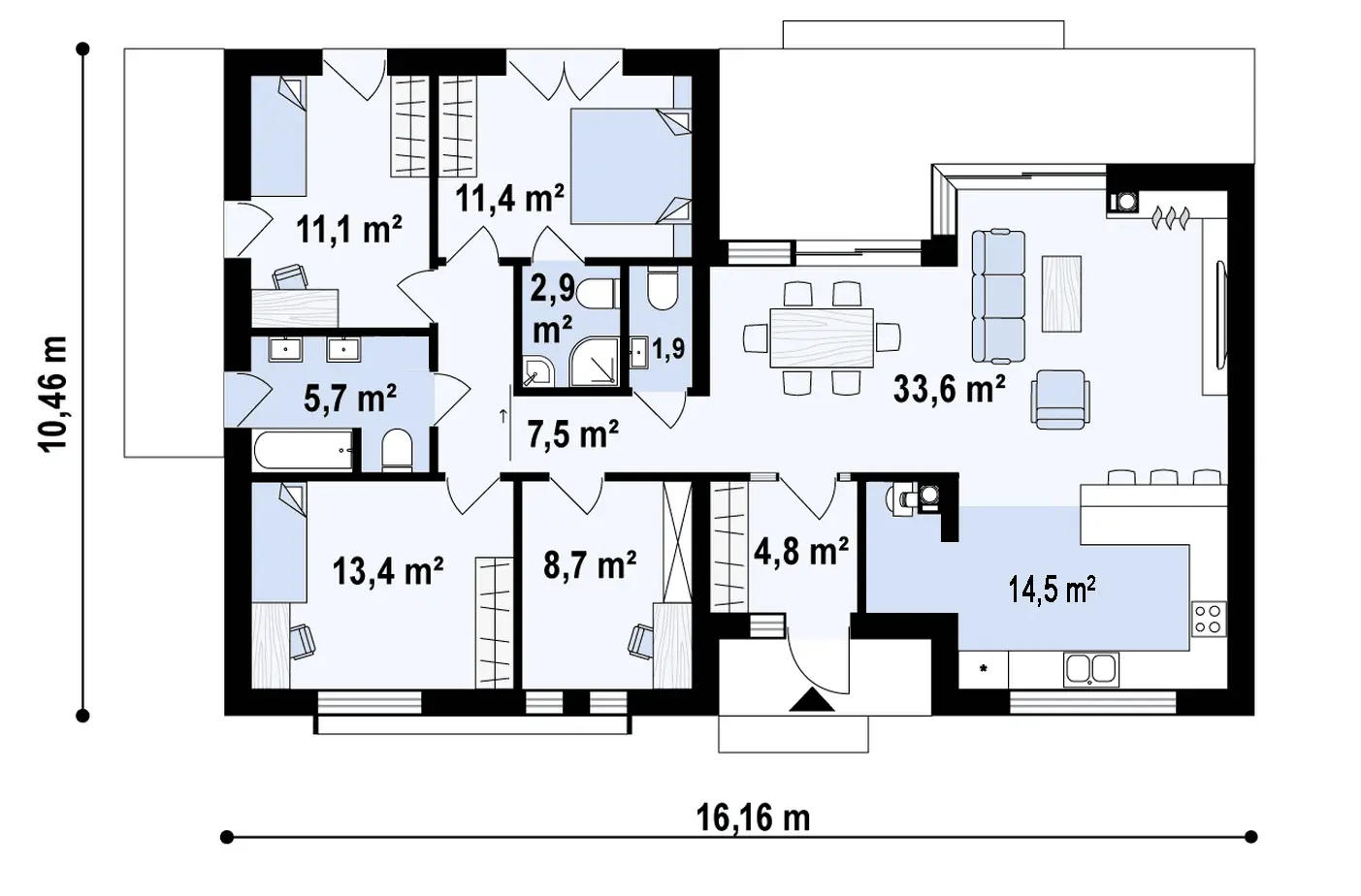 1-ий поверх 115,6 / 115,6m²