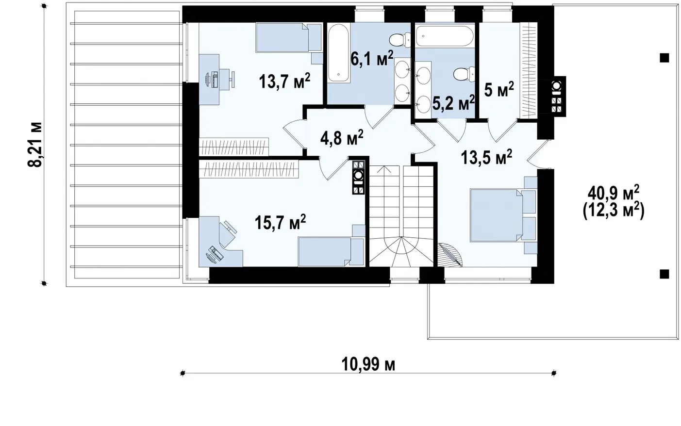 2-ий поверх 64,0 / 76,3m²