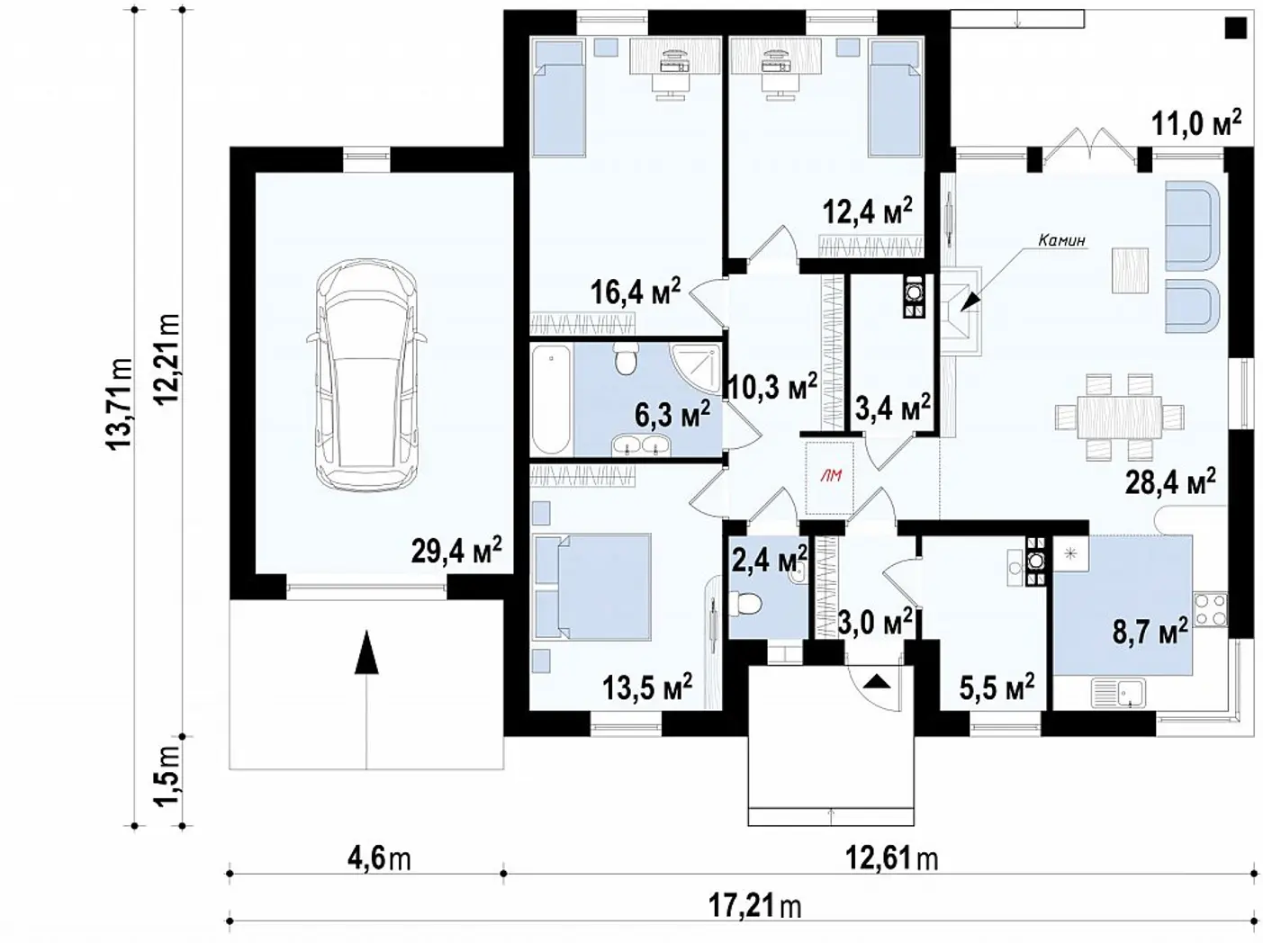 1-ий поверх 140,2 / 143,5m²