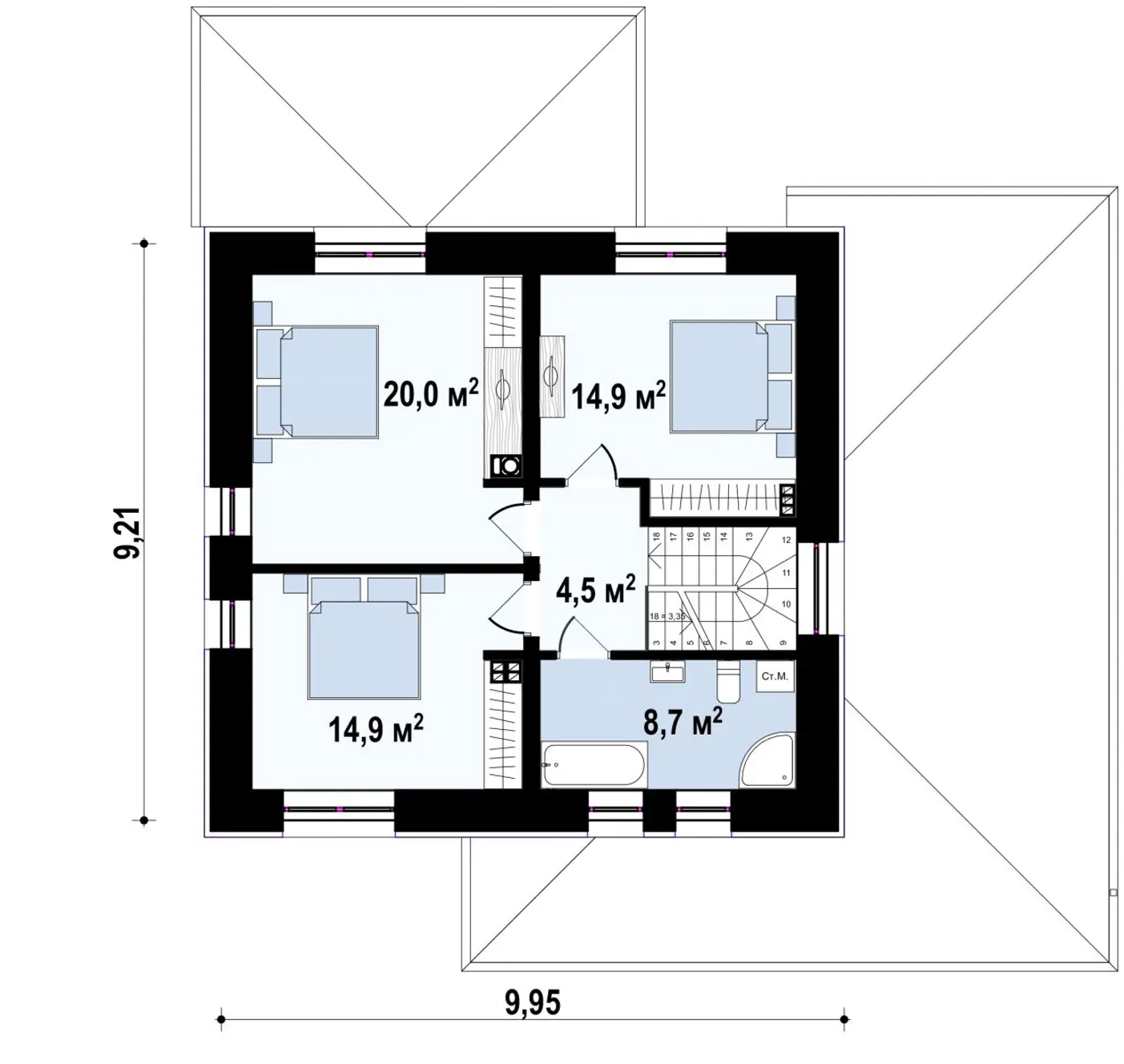 2-ий поверх 63,0 / 63,0m²