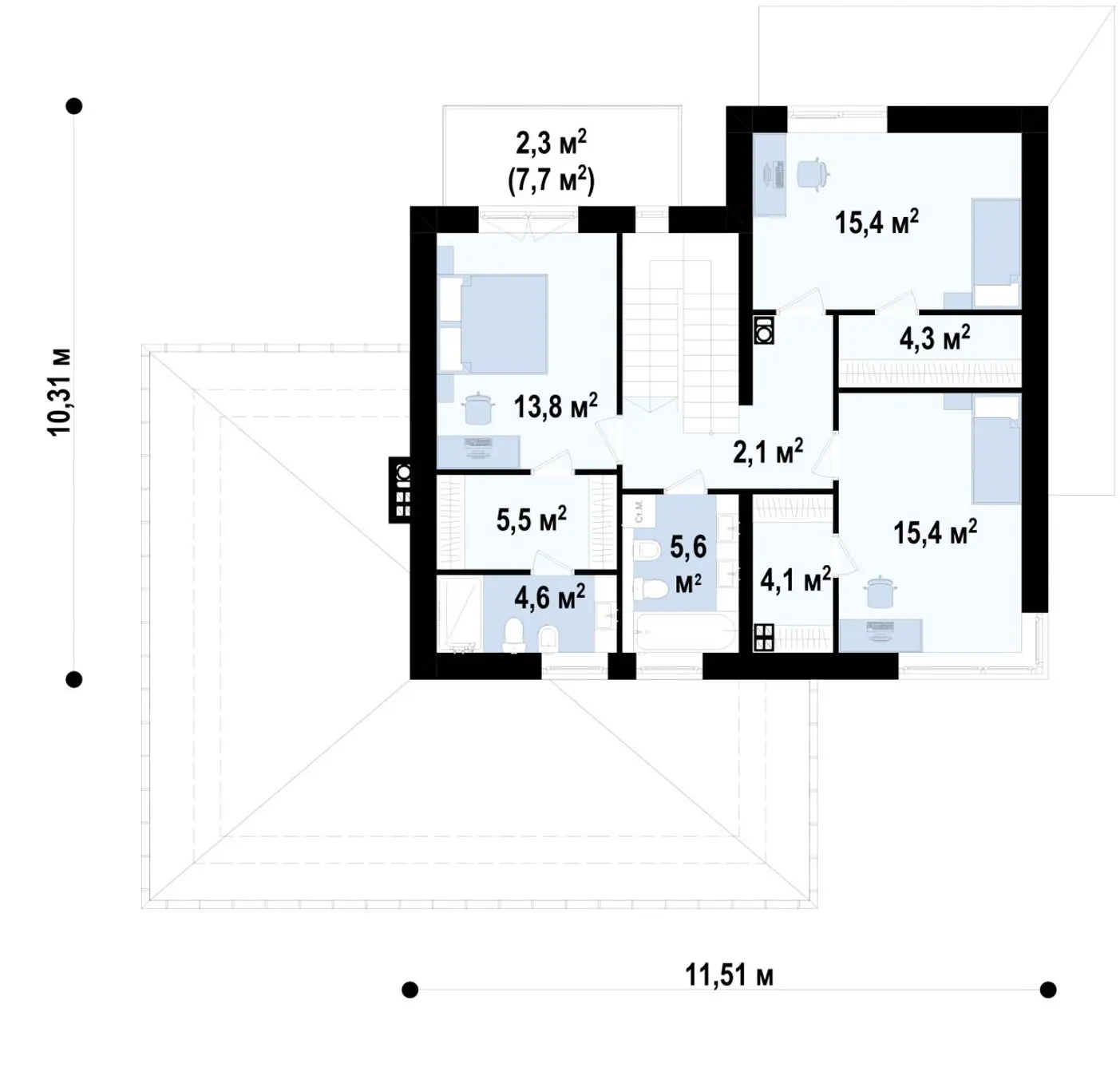 2-ий поверх 70,8 / 73,1m²