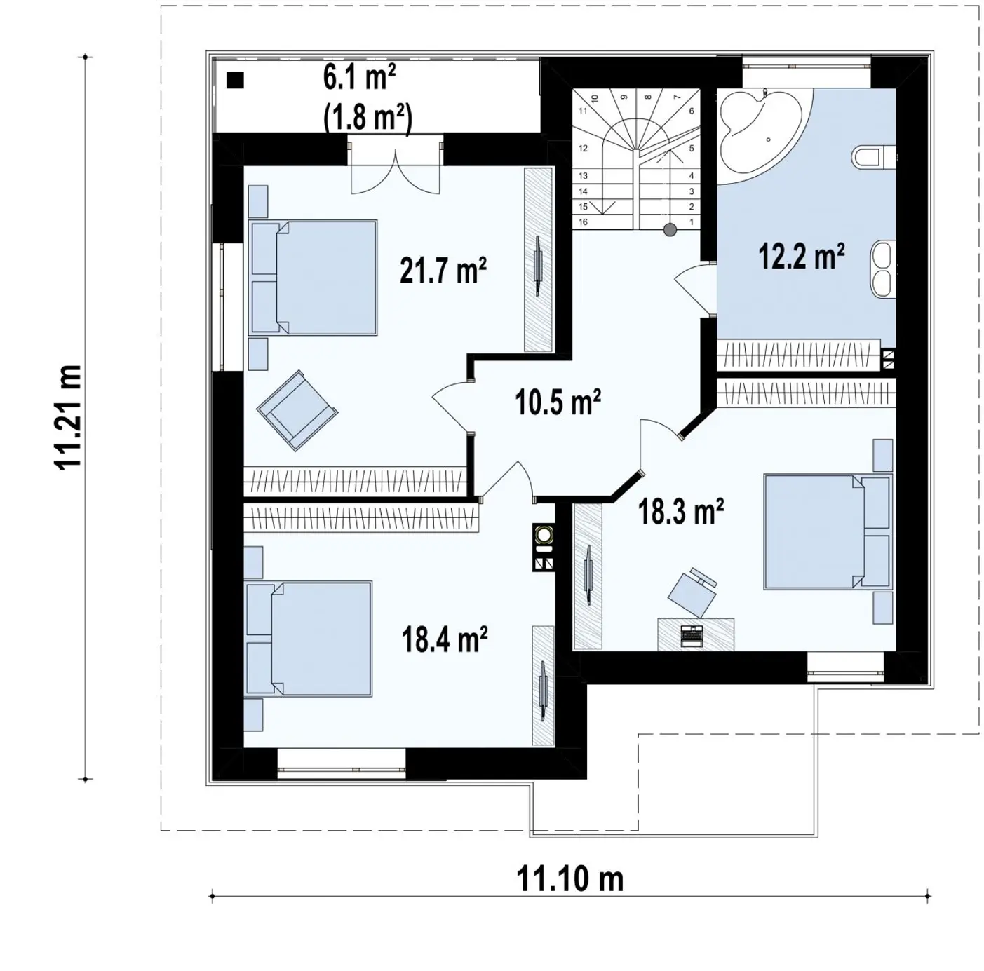 2-ий поверх 81,1 / 82,9m²