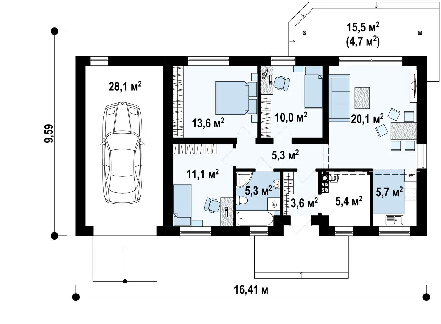 1-ий поверх 108,2 / 112,9m²